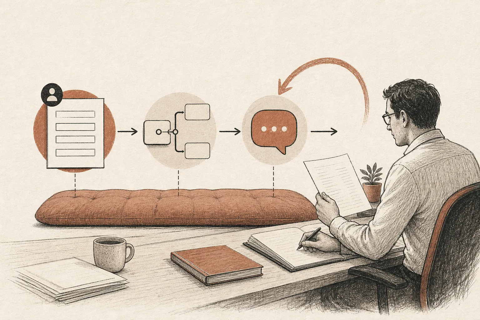 Небольшой безопасный AI-эксперимент в конструкторе с проверкой человеком и простой маршрутизацией