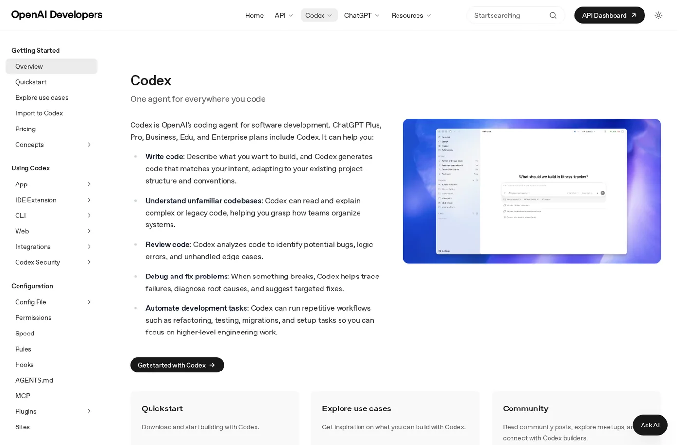 Source screenshot: the official Codex page on OpenAI Developers, July 2026