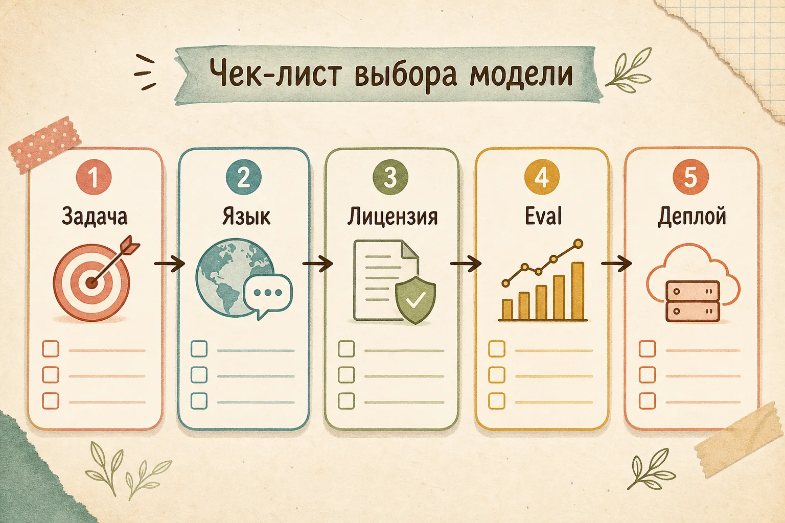 Чек-лист выбора модели: задача, язык, лицензия, eval и деплой