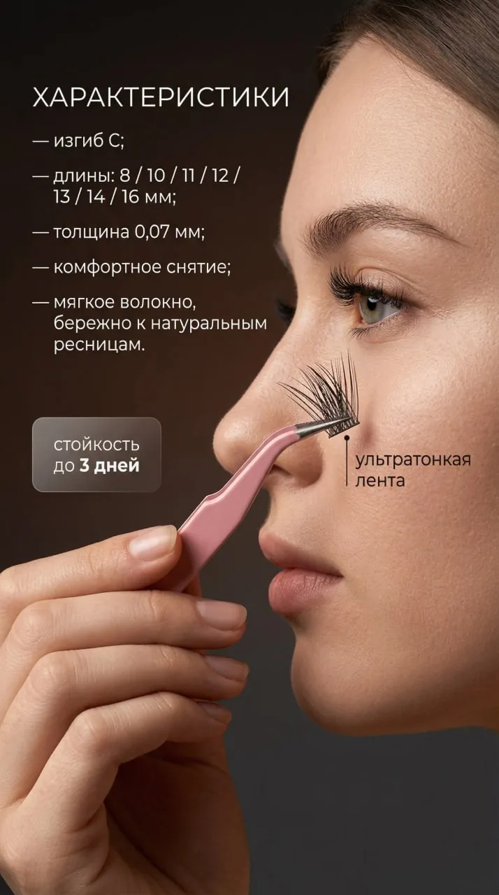 Характеристики набора ресниц: изгиб, длины, толщина, стойкость и тип ленты