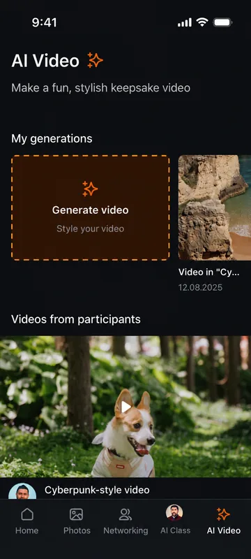 Shared feed of AI video generations