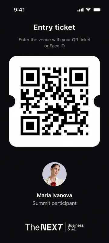 Personal QR ticket for venue entry