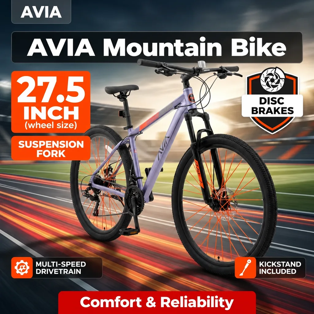 Generated bicycle card infographic with advantage badges